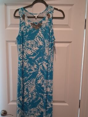 Coral Bay Sleeveless Long Dress. Size Medium. Blue And White.